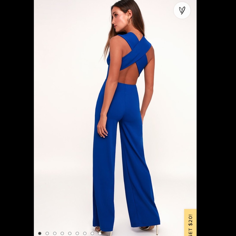 Lulu’s Thinking Out Loud Royal Blue Backless Jumpsuit